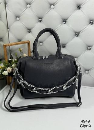 Женская стильная и качественная сумка из эко кожи серая