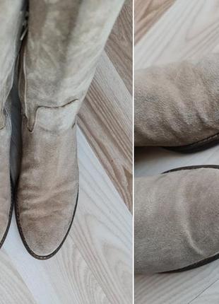 Замшевые ботфорты бежевые сапоги на низких каблуках в стиле кэжуал козаки высокие сапоги серые сапоги трубы3 фото