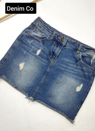 Юбка джинсовая на девочку синяя от бренда denim co 11-12