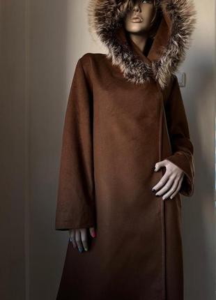 Max mara studio шерстяне пальто, вовна, хутро4 фото