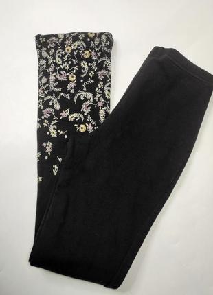 Лосины черные брюки черного цвета низ в принт на флисе от бренда esprit m3 фото