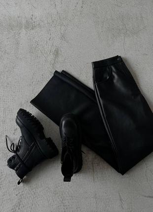 ❤️ шикарні жіночі брюки еко шкіра чорні чорний черные женские кожзам штучна шкіра4 фото