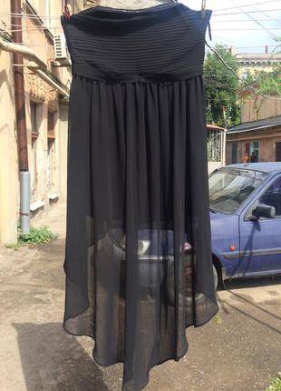 Atmosphere чёрное шифоновое платье сукня с шлейфом3 фото