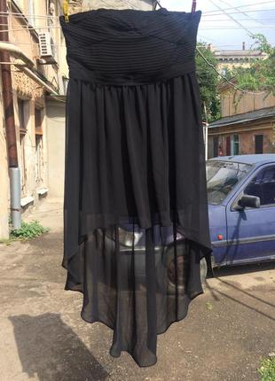 Atmosphere чёрное шифоновое платье сукня с шлейфом2 фото