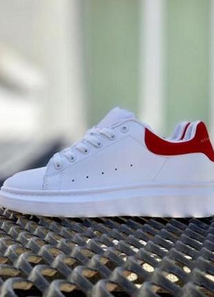 Alexander mcqueen oversized sneakers white red 🆕 жіночі кросівки маквин 🆕 білий/червоний6 фото