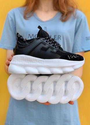 Versace chain reaction black white 🆕 женские кроссовки🆕 черный/белый4 фото