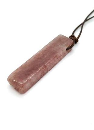 ⚡🦩кулон "брусочок" на шнурку натуральний камінь рожевий авантюрин
