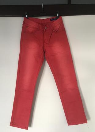 Штани джинс червоно-цегляного кольору на хлопчика підлітка 146 р. на 11-12 років