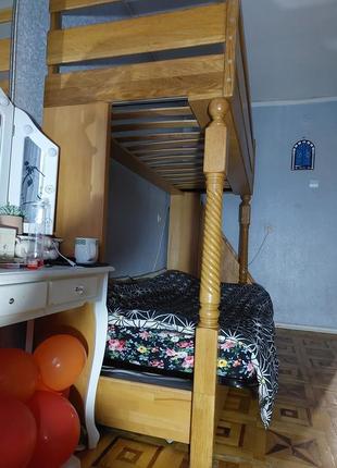Кровать детская двухэтажная дубовая, три спальни места6 фото
