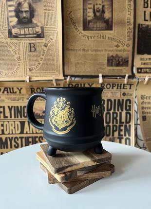Кружка чашка горшочек котел с гербом хогвартс, гарри поттер