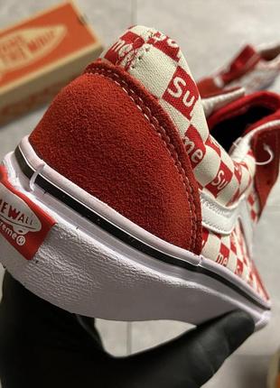 Vans old skool red supreme 🆕 женские кроссовки ванс 🆕 красные3 фото