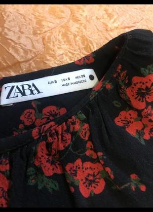 Трендовое платье цветочный принт красные маки zara2 фото