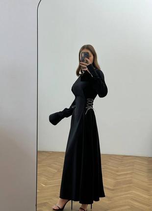 Жіноча трендова сукня максі з зав‘язками з боків5 фото