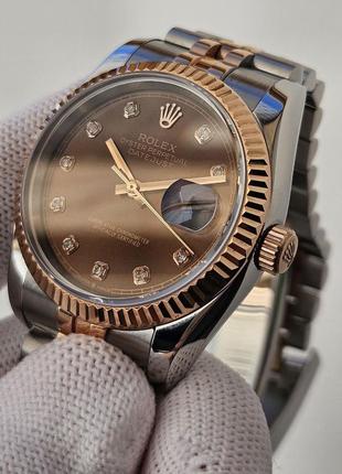 Швейцарские часы rolex datejust chocolate diamond 36 mm- lady7 фото