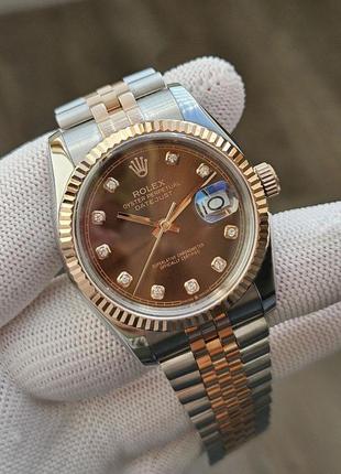 Швейцарские часы rolex datejust chocolate diamond 36 mm- lady2 фото