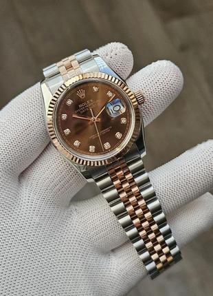 Швейцарские часы rolex datejust chocolate diamond 36 mm- lady3 фото