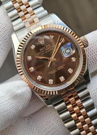 Швейцарские часы rolex datejust chocolate diamond 36 mm- lady4 фото