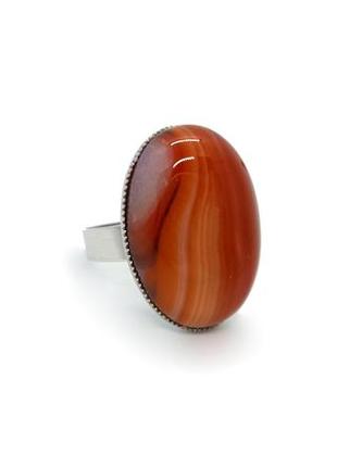 💍🦋 овальное кольцо в винтажном стиле натуральный камень полосатый агат1 фото
