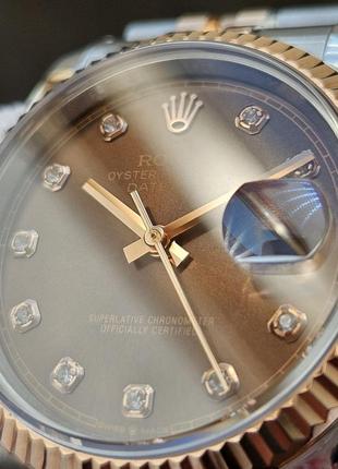 Швейцарские часы rolex datejust chocolate diamond 36 mm- lady10 фото