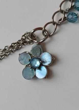 Ожерелье с голубыми цветами3 фото