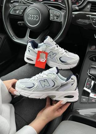 New balance 530 white silver navy premium3 фото