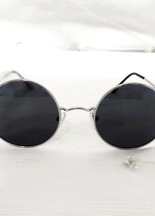 Солнцезащитные круглые чёрные очки. унисекс. bang long.3 фото