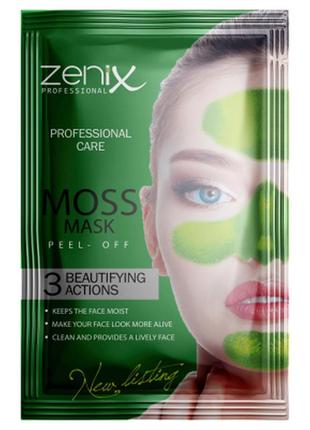 Зелена оздоровлююча маска-плівка для обличчя з морським мохом zenix, 15 г