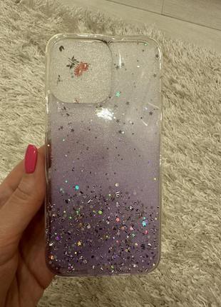 Чохол на iphone 14 pro max силіконовий з блискітками