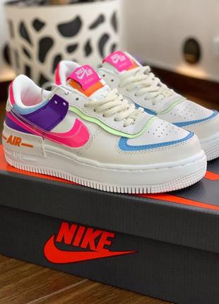 Nike air force double shadow swoosh 🆕 жіночі кросівки найк 🆕 білі з рожевим