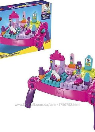 Mega bloks fisher price. рожевий столик-конструктор мега блокс