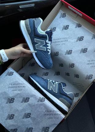 New balance 574 premium blue reflective7 фото