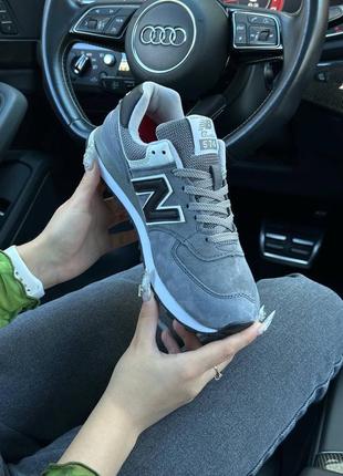 New balance 574 premium gray white black5 фото