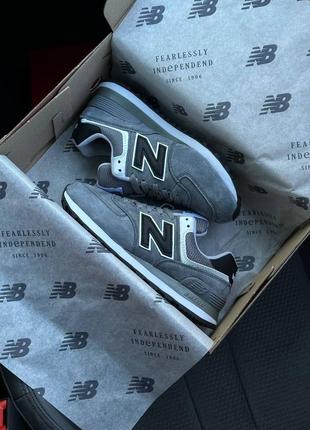 New balance 574 premium gray white black8 фото