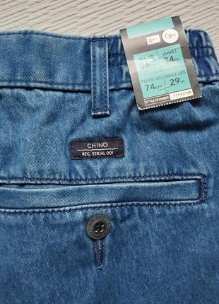 Крутые брюки чинос под джинс цвета индиго blue harbour m&s10 фото