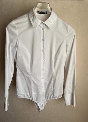 Блузка белая боди. размер 38 /s-m3 фото