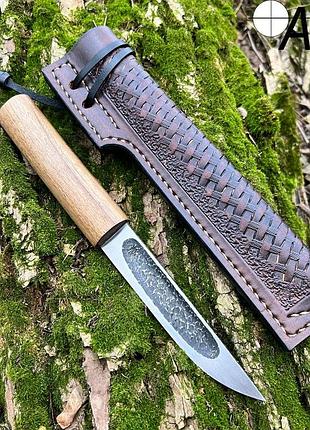 Нож ручной работы якут-71 с кожаным чехлом (сталь 95-18)