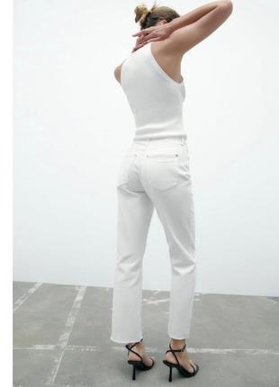 Белые базовые джинсы zara с необработанным низом краем брюки брюки hm mango massimo dutti ivina marsego3 фото