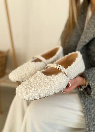 Хутряні балетки з еко-хутра під замовлення туфлі на низькому ходу пухнастики баранці барашки