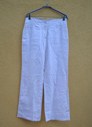 Классические базовые белые льняные  брюки4 фото