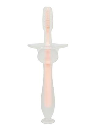 Силіконова зубна щітка з обмежувачем рожева, megazayka, 0707роз