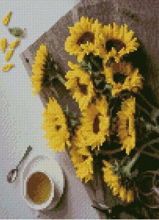 Алмазна картина "соняшники до кави", 30x40 см., hx060