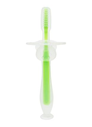 Силіконова зубна щітка з обмежувачем зелена, megazayka, 0707зел