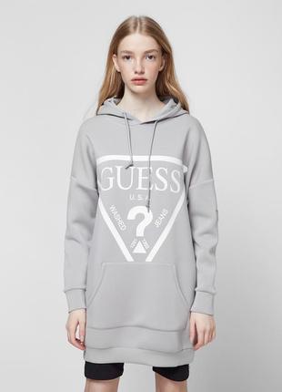 Guess теплое платье худи очень стильное из натуральной вискозы