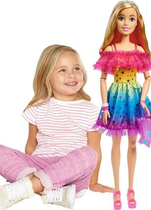 Ростова barbie rainbow dress в веселковій сукні, блондинка 71 см blond hair1 фото