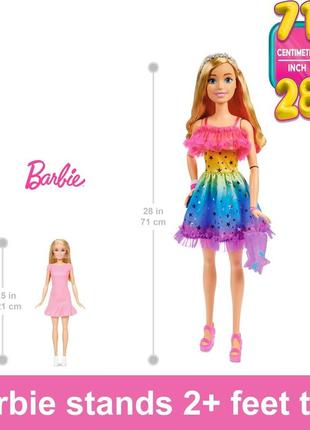 Ростова barbie rainbow dress в веселковій сукні, блондинка 71 см blond hair2 фото