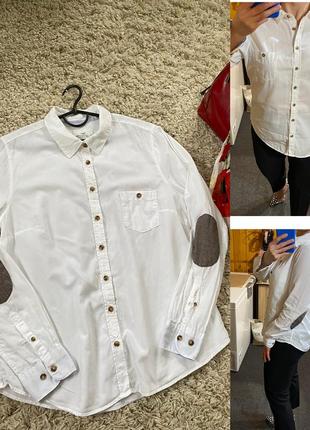 Базовая белая рубашка с латками на рукавах,h&m,p.42-441 фото