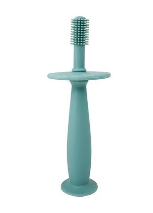 Силіконова зубна щітка з обмежувачем сіра, megazayka, 0716 сіра1 фото