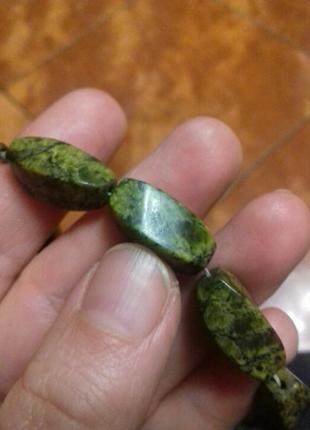 Браслет натуральный камень змеевик (серпентин)3 фото