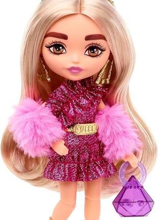 Лялька barbie extra minis, модниця в блискучій сукні blonde hair4 фото
