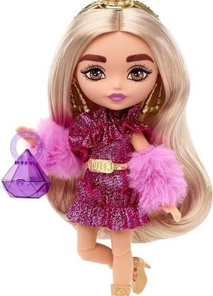 Лялька barbie extra minis, модниця в блискучій сукні blonde hair3 фото